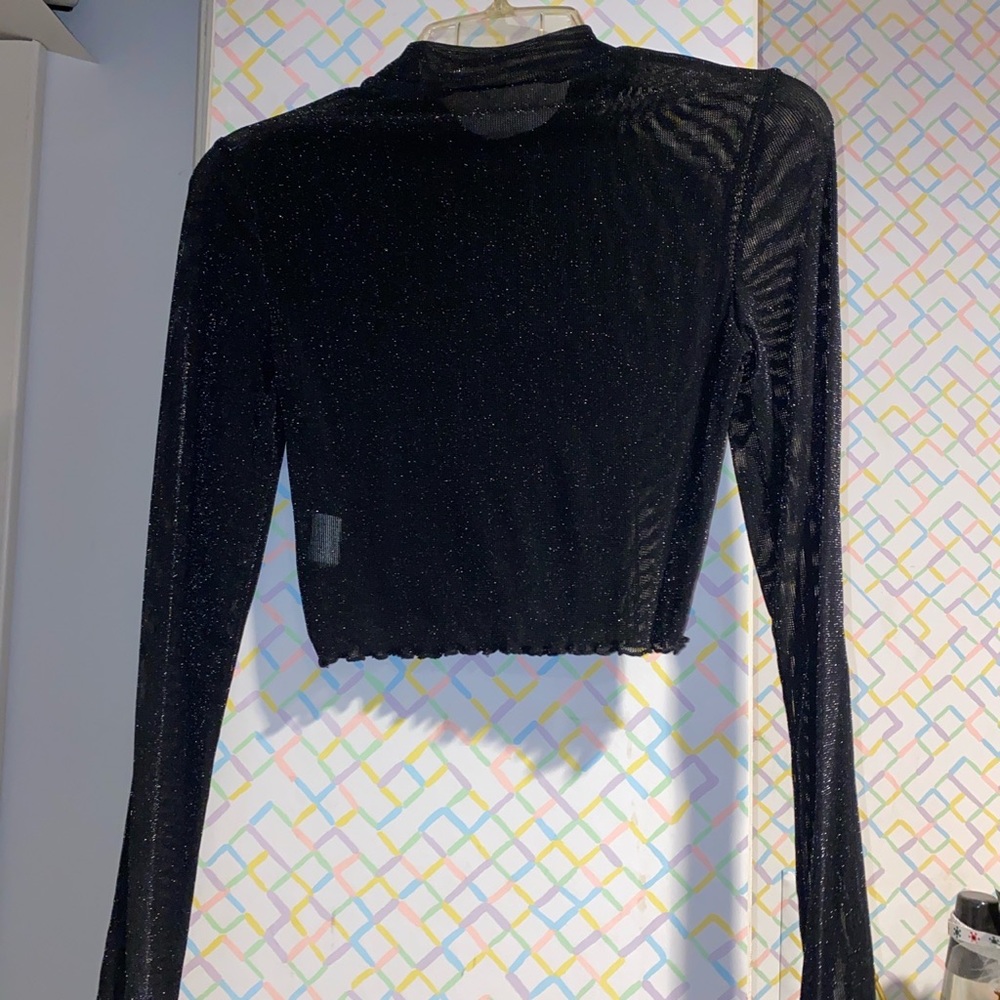 🌟 Sparkly Black Mesh Top ✨ - Picture 4 of 4